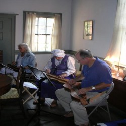 Interior photo, dulcimer players